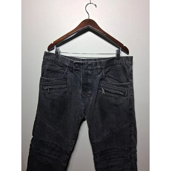 Balmain Men's Grey Biker Jeans Made In Japan Size 34 - Picture 2 of 10